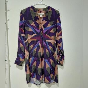 Mara Hoffman Geometric Compass Shirt Dress XS Artsy Abstract Multicolor